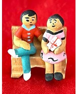 Vintage Mini Latin Couple on Bench Sculpted Clay Pottery 1.5&quot; Tall Unsigned - $9.50 CAD
