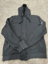 Empyer Mens Striped Double Breasted Hooded Fully Zip Jacket Size Large C... - $18.69