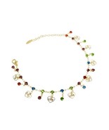 18k Layered Real Gold Filled Anklet Bracelet Hears love Colors stones 10&quot; - $202.44 MXN