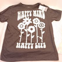 Modern Lux Happy Mind Happy Life Flowers Bohemain SS Charcoal T-Shirt Sm... - £9.32 GBP