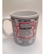 Secretary Gift Coffee Mug Cup Black &amp; White &quot;Wanted Add&quot; Dedication - $8.54