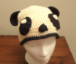 Panda Hat Lucky Crocheted Wool - £4.75 GBP