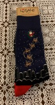 LeGale Holiday Santa Sleigh Design Mens Crew Socks Size  8 to 12  BlackBrand New - £9.15 GBP