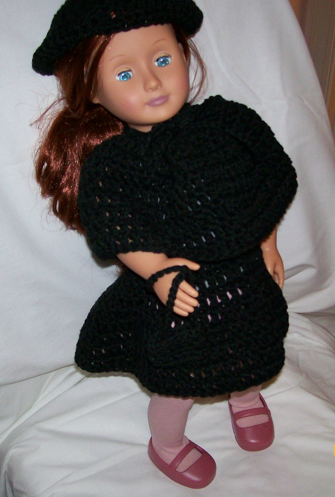 Primary image for American Girl 4 Piece Outfit, Handmade, Crochet, Poncho, Skirt, Hat, Purse
