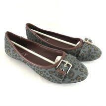 Izzy Womens Ballet Flats Faux Suede Leopard Print Gray Slip On Buckle Si... - $19.24