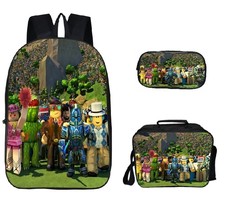 Roblox Backpack Package Series Schoolbag Lunch Box Pen Case Forest - £48.10 GBP