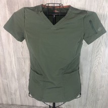 Dickies Scrub Top Size Small Extreme Stretch Olive Green Pocket In Sleeve EUC - £7.76 GBP