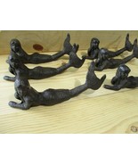 6 Cast Iron Laying Mermaids Figure Nautical Decor Statue Paperweight Doo... - €34,72 EUR