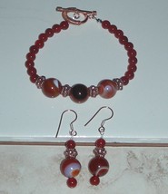  Fabulous Carnelian And Copper Gemstone Bracelet Set - $59.99