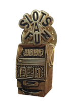 Slots A Fun Slot Machine Gambling Gold Tone Metal &amp; Enamel Lapel Pin Pin... - £7.52 GBP