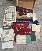 Vintage Freemason Regalia &amp; Documents + Wooden Case – Lodge St. Leonard ... - $307.63