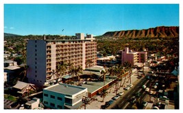 Panoramic View Waikiki Biltmore Hotel Cocopalm Entrance Hawaii Postcard - £7.09 GBP
