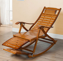 Heavy Duty Bamboo Rocking Chair Adjustable Lounge Recliner Leisure Livin... - $219.99