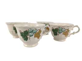 Set of 4 Vintage Metlox Vernonware VINEYARD Footed Tea Cups Grapes Leaves c1960 - £18.26 GBP