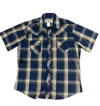 Wrangler Wrancher Pearl Snap Button Down Western Shirt Men&#39;s XL Plaid Blue - £18.32 GBP