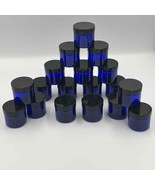Cobalt Blue Plastic Jars with Black Smooth Lids 2 oz - £18.94 GBP