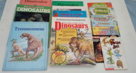 Childrens 15 mixed lot dinosaurs books peteranodon dimetrodon tryannosaurus - £19.60 GBP