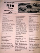 For Your Eating Pleasure Fish Recipes Department Of Fisheries Of Canada 9pp - $12.50