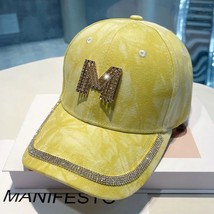 Diamond-Encrusted M-Label Tie-Dye Baseball Cap Women&#39;s Sunshade Hat Rhinestone S - £13.82 GBP
