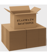 Small Boxes for Shipping 6"L x 4"W x 3"H Set of 100PCS  Corrugated Cardb... - $44.78