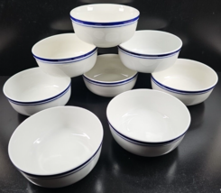 8 Gibson Metro Grill Soup Cereal Bowl Set Vintage Blue Band Ring Dining Dish Lot - £101.94 GBP