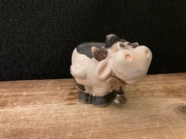 Cute Porcelain Cow Figurine with Bell approx 2.5&quot; - £5.24 GBP