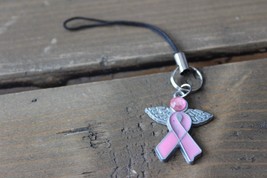 Breast Cancer Pink Ribbon Cell Phone Charm - $4.95