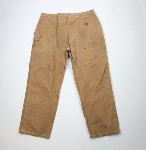 Vtg Carhartt Mens 42x32 Distressed Relaxed Fit Canvas Wide Leg Dungaree Pants Item image 11