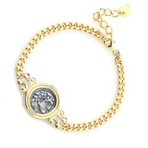 925 Sterling Silver Coin Vintage Gold Chain Aesthetic Bracelet Bangle For Women  - £39.86 GBP