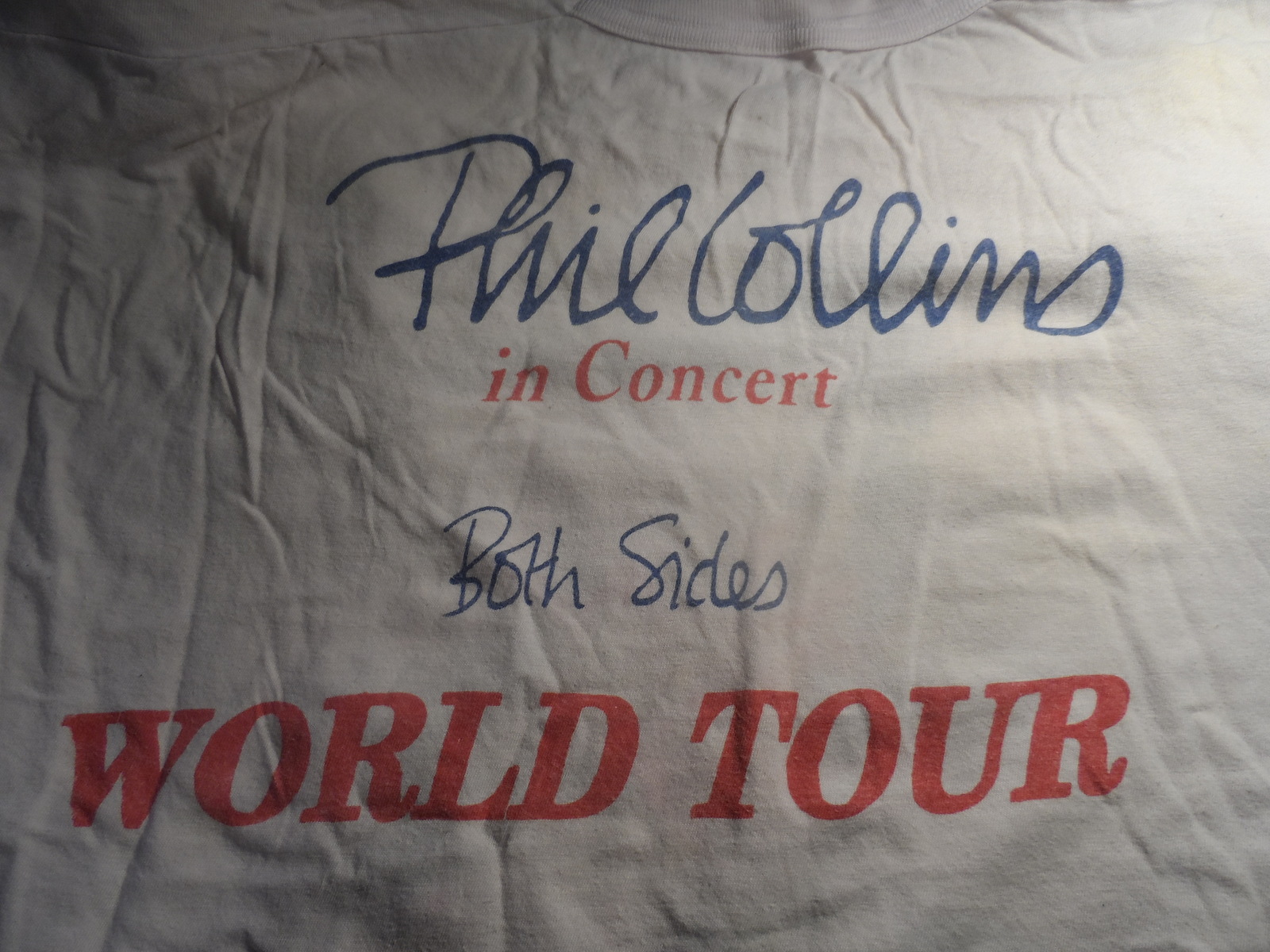 Phil Collins Both Sides Tour &#39;94 World Tour White/Pink Large T-Shirt In ... - $19.50