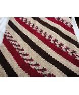 Beige Brown Dark Raspberry lap blanket throw afghan handmade  - $59.98