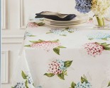 Textured Printed Fabric Tablecloth 60&quot;x84&quot; Oblong, HYDRANGEA FLOWERS,TAL... - £19.75 GBP