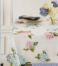 Textured Printed Fabric Tablecloth 60&quot;x84&quot; Oblong, HYDRANGEA FLOWERS,TAL... - £19.45 GBP