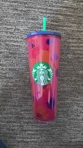 Starbucks 2022 Summer Red Floral 24 oz Tumbler Flower Lid Green Straw 01... - $9.75