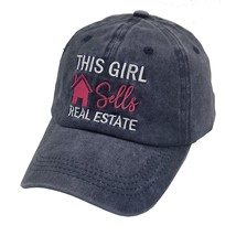 Women&#39;S This Girl Real Estate Realtor Baseball Cap Adjustable Washed Twill Cotto - £28.46 GBP