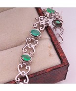 Handmade Natural Emerald Bracelet with 18K Gold - Genuine Zambia Emerald... - £46.25 GBP