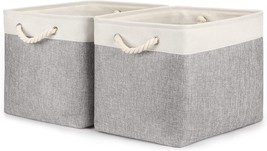 Bidtakay Baskets Set Of 2 Shelf Baskets For Clothes 16&quot; X 11.8&quot; X, White&amp;Grey - £31.24 GBP