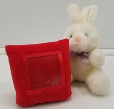 AG) Russell Stover White Plush Bunny Rabbit with Red Weighted Picture Pi... - $7.91