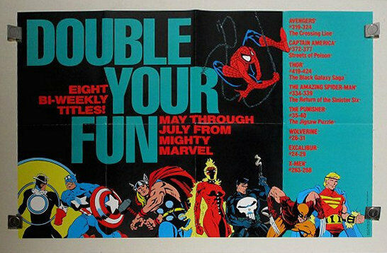 1990 Marvel Comic poster:X-Men,Avengers,Spider-man,Thor,Punisher,Captain America - $20.05