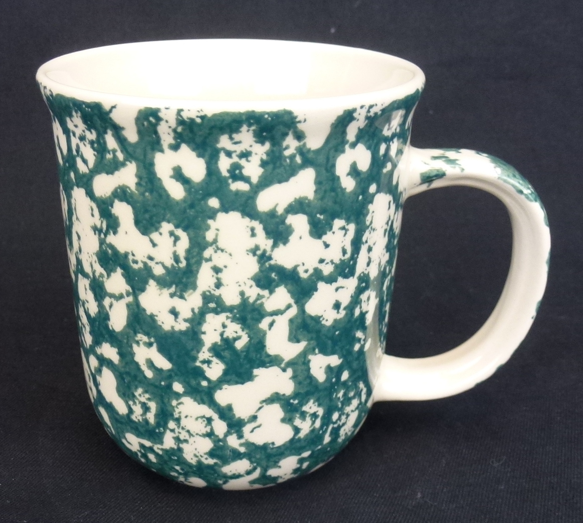 6) Tienshan Folk Craft Moose Country Mugs/Cups-Sponge Green-8 oz.;MICROWAVE SAFE - $9.99