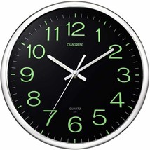 12Inch Large Modern Luminous Night Light Wall Clock Silent Battery operated Home - £23.44 GBP