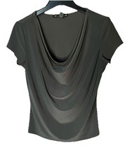 Suzie In The City Charcoal Gray Cowl Neck Cap Sleeve Shimmery Blouse Size M - $285.21 MXN