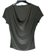 Suzie In The City Charcoal Gray Cowl Neck Cap Sleeve Shimmery Blouse Size M - $20.65 CAD