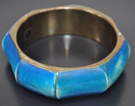 Thick Antiqued Faded Blue Octagonal Bangle Bracelet - India - £10.85 GBP