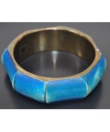Thick Antiqued Faded Blue Octagonal Bangle Bracelet - India - $13.85