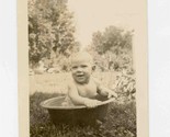Baby in a Wash Tub Black and White Photo - £10.90 GBP