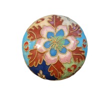 Vintage Cloisonne Enameled Floral Goldtone Ball Sphere Orb Paper Weight ... - $23.38