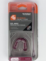 Shock Doctor Gel Max Mouthguard Youth 10 Yrs &amp; Under Maroon Custom Fit W/ Strap - £4.66 GBP