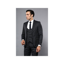 Men 3pc European Vested Suit WESSI by J.VALINTIN Extra Slim Fit JV28 black gray image 2