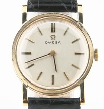 Vintage Omega 14k Yellow Gold Hand-Winding Mechanical Watch w/ Leather Strap - £929.33 GBP
